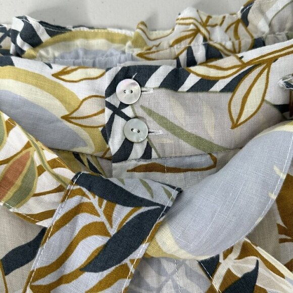 C&C California Shorts Linen Tropical Palm Print Belted XL Paper bag - Picture 3 of 11